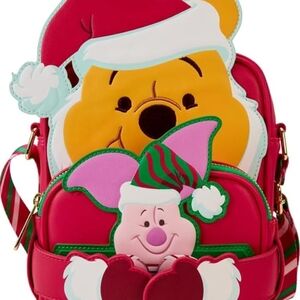 Loungefly Santa Winnie The Pooh & Piglet Crossbuddies Crossbody Bag W Coin Purse